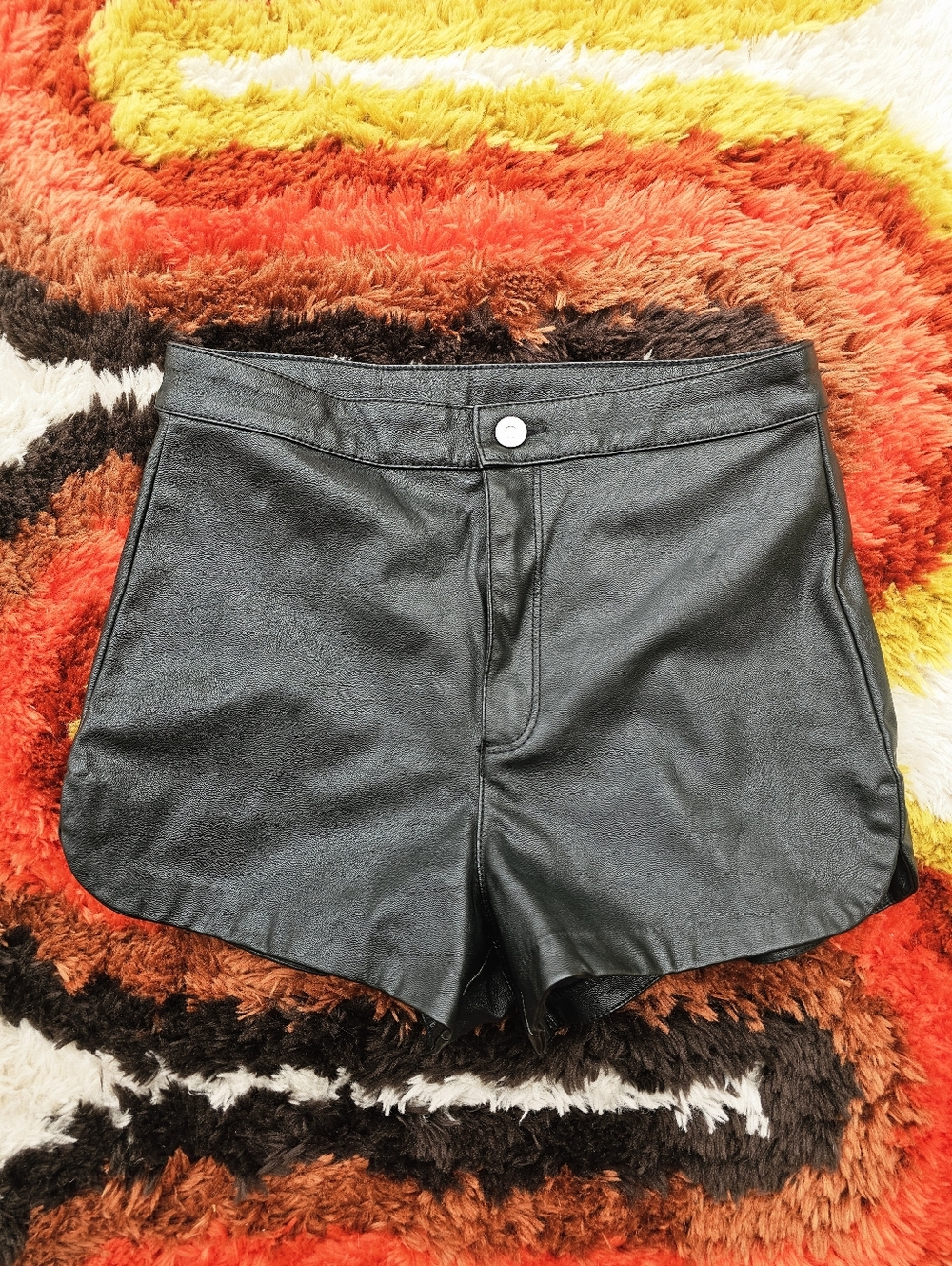 H&M Black Faux Leather High Waist Shorts